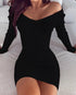 Sexy Off Shoulder Long Sleeve Bodycon Dress for Women Mini Knit Sweater Dress